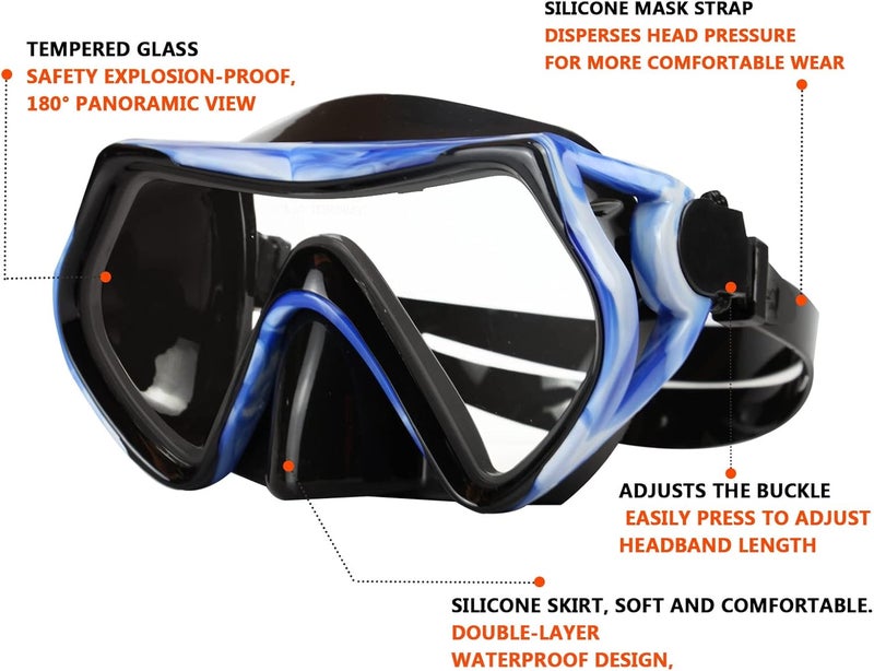 DIPUKI Snorkeling Gear for Adults, Dry Snorkel Mask Set, Scuba Diving Snorkle mask Set Adult, Panoramic Wide View Anti-Fog Dive mask, Swimming Diving Snorkeling Packages - Image 4